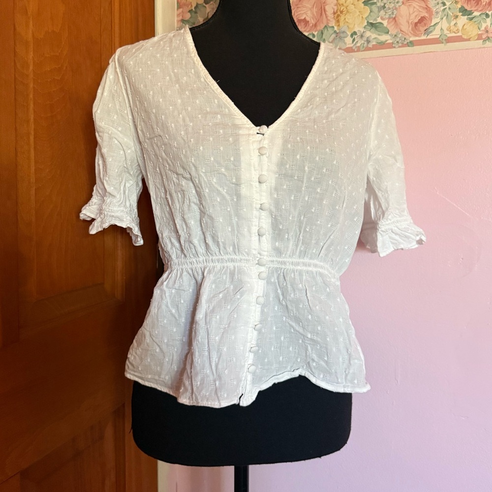 Madewell Button Up Waisted Blouse - Picture 1 of 10